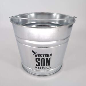 Western Son Vodka Logo Silver Metal Ice Bucket / Wine / Champagne Chiller - GUC